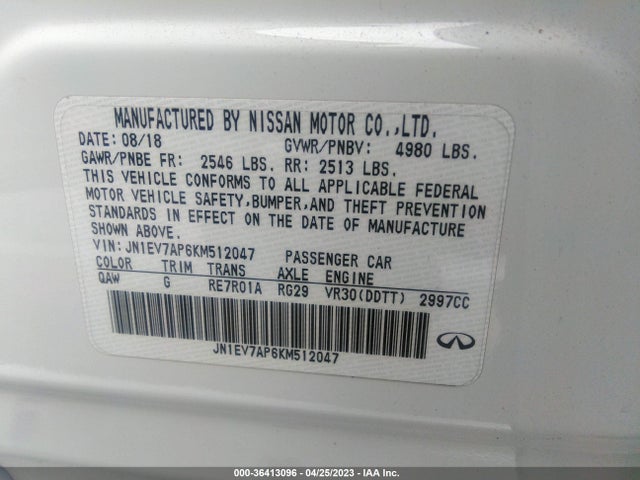 JN1EV7AP6KM512047 Infiniti Q50 3.0t Luxe