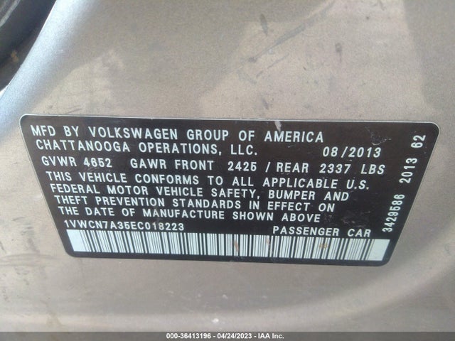 1VWCN7A35EC018223 Volkswagen Passat Tdi Sel Premium