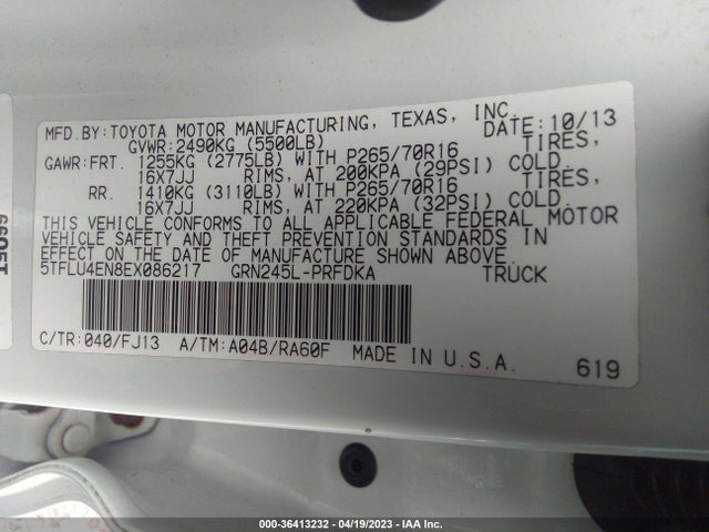Toyota TACOMA 2014 5TFLU4EN8EX086217 Image 10