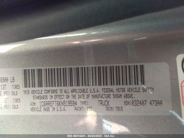 1C6RREFT6KN519594 RAM 1500 Big Horn/lone Star