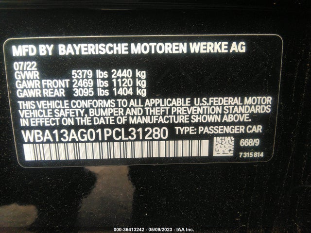 BMW 5 Series 530e 2023 аукцион фото