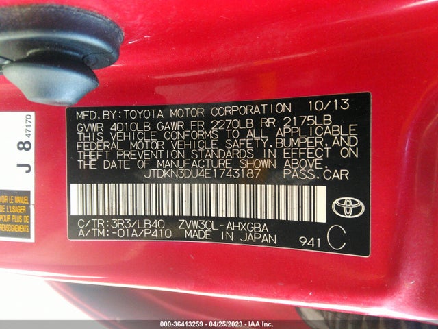 Toyota Prius Four/five/three/one/two 2014 JTDKN3DU4E1743187 Image 10