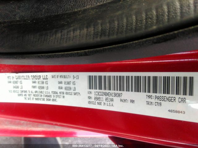 1C3CDZABXEN130307 Dodge AVENGER SE