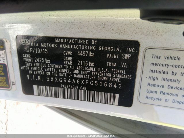 5XXGR4A6XFG516842 KIA Optima Sxl Turbo