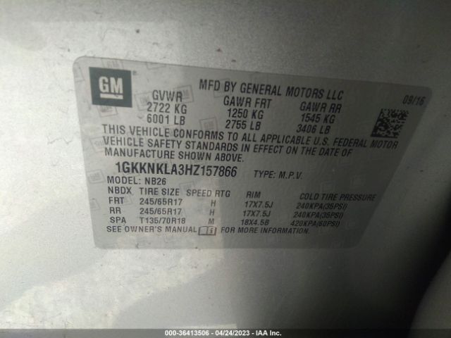 1GKKNKLA3HZ157866 GMC ACADIA SLE