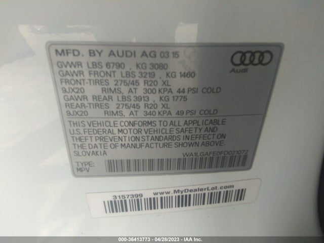 WA1LGAFE0FD021072 Audi Q7 3.0t Premium Plus