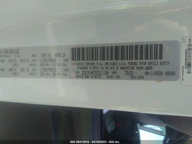 RAM Promaster Cargo Van 2019 3C6TRVAG7KE511184 Image 9