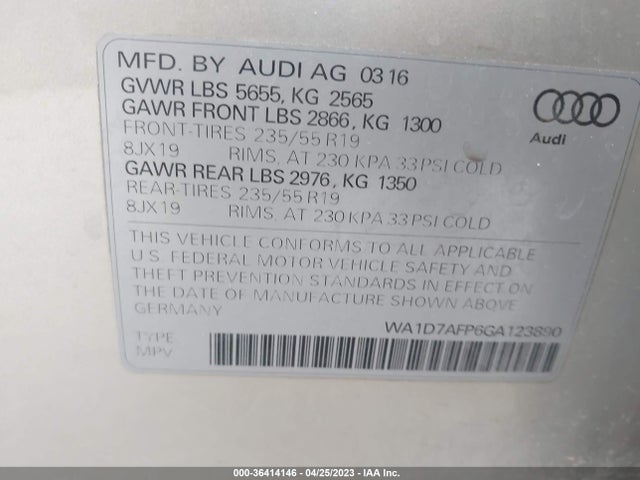 WA1D7AFP6GA123890 Audi Q5 Premium Plus