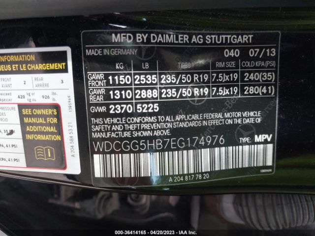 WDCGG5HB7EG174976 Mercedes-Benz Glk-class Glk 350