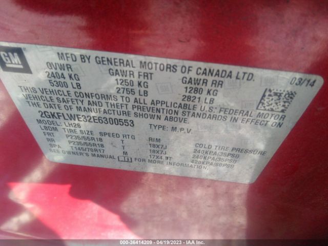 2GKFLWE32E6300553 GMC Terrain Sle
