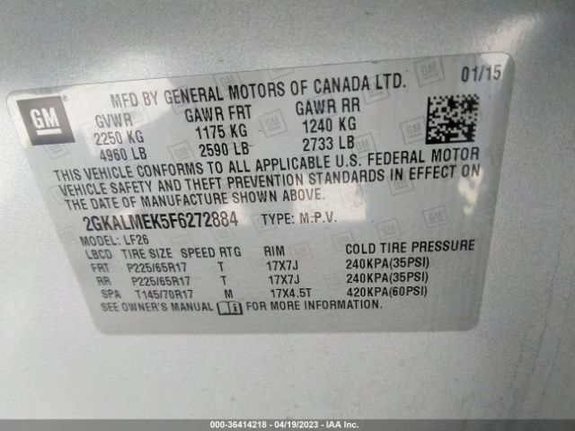 2GKALMEK5F6272884 GMC Terrain Sle