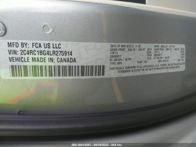 Chrysler Pacifica Touring L 2020 2C4RC1BG4LR275914 Image 9
