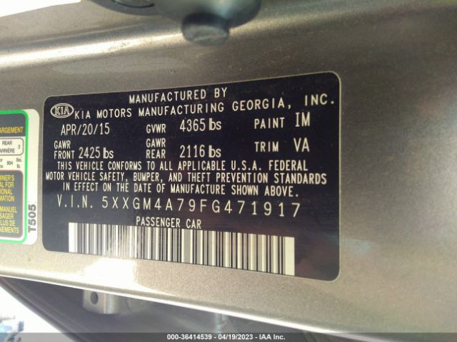 5XXGM4A79FG471917 KIA Optima Lx