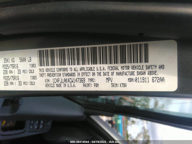 2012 JEEP LIBERTY SPORT VIN: 1C4PJLAK4CW147369