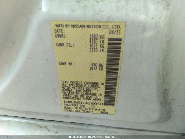 1N4BL3AP2FC428050 Nissan Altima 3.5 Sl