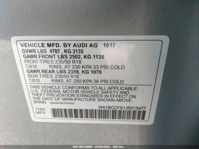 WA1BCCFS1JR015477 Audi Q3 Premium/sport Premium