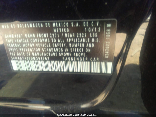 2013 VOLKSWAGEN GLI AUTOBAHN VIN: 3VW4A7AJ9DM394967