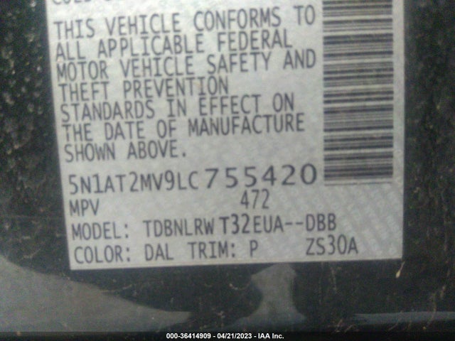 Nissan Rogue Sl 2020 5N1AT2MV9LC755420 Image 10