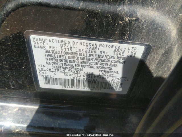 Nissan SENTRA S 2016 3N1AB7AP4GY312554 Image 10