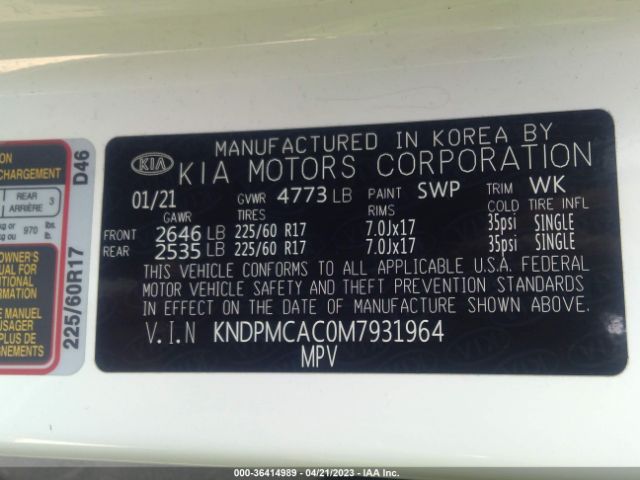 KNDPMCAC0M7931964 KIA Sportage Lx