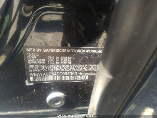 2013 BMW 7 SERIES 740I VIN: WBAYA6C54DC995393