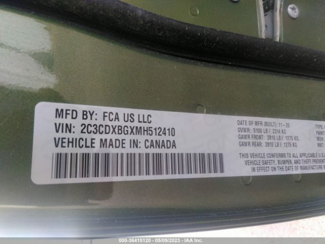 2C3CDXBGXMH512410 Dodge Charger Sxt