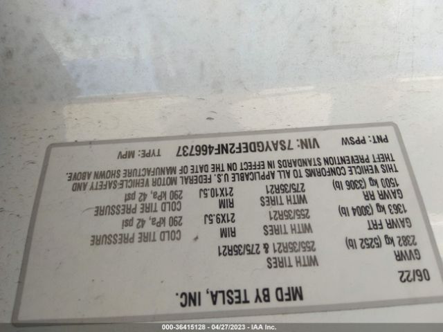7SAYGDEF2NF466737 Tesla Model Y Performance