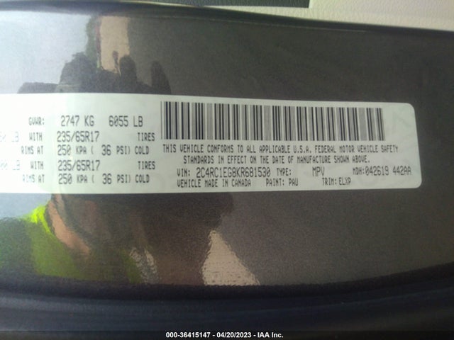 Chrysler Pacifica Touring L Plus 2019 2C4RC1EG8KR681530 Image 9