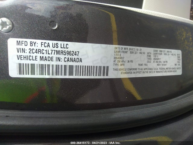Chrysler Pacifica 2021 2C4RC1L77MR596247 Image 9