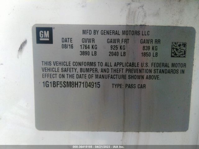 1G1BF5SM8H7104915 Chevrolet Cruze Premier Auto