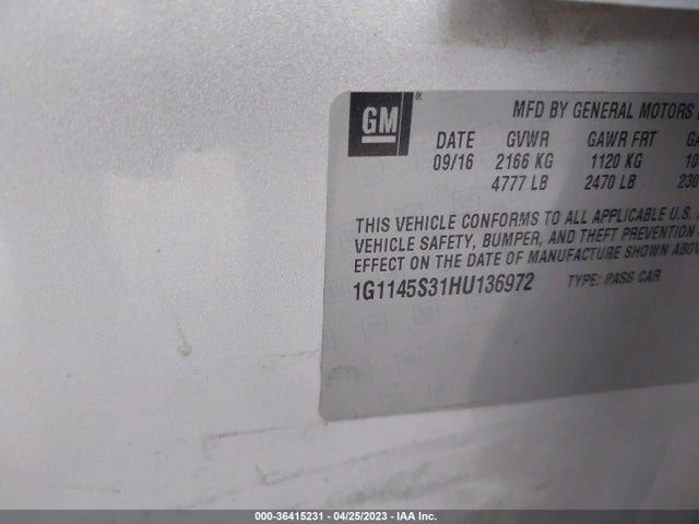 Chevrolet Impala Premier 2017 1G1145S31HU136972 Image 9
