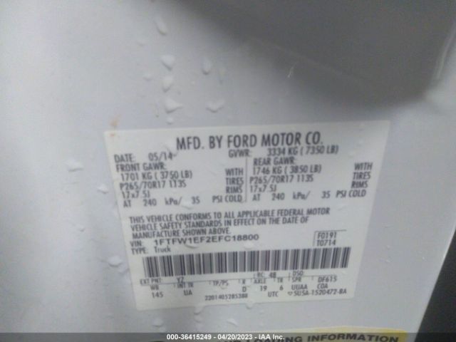 1FTFW1EF2EFC18800 Ford F-150 Xl/xlt/stx/fx4/lariat