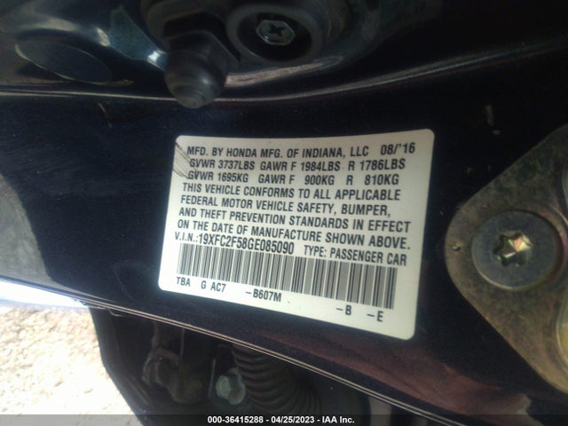 Honda Civic Sedan Lx 2016 19XFC2F58GE085090 Image 9
