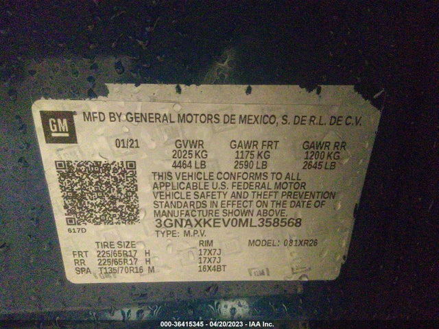 Chevrolet EQUINOX LT 2021 3GNAXKEV0ML358568 Image 9