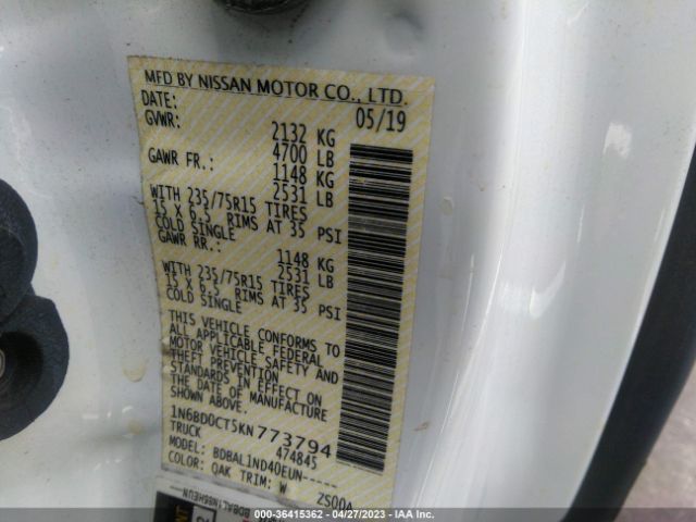 1N6BD0CT5KN773794 Nissan FRONTIER S