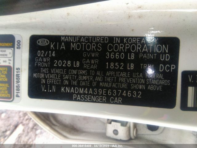 KNADM4A39E6374632 KIA RIO LX