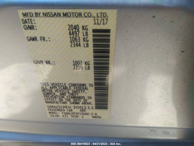 2018 NISSAN LEAF SV VIN: 1N4AZ1CP8JC300111