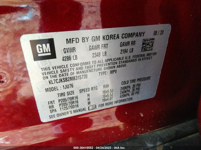 Chevrolet TRAX LS 2021 KL7CJKSB2MB315720 Image 9