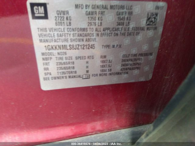 1GKKNMLS8JZ121245 GMC ACADIA SLT