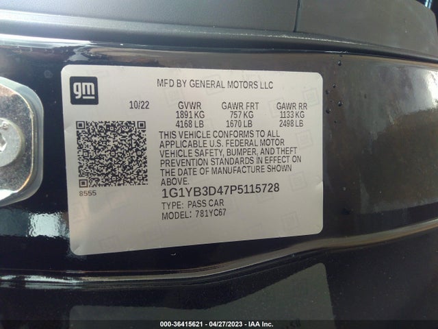 Chevrolet Corvette 2lt 2023 1G1YB3D47P5115728 Image 9