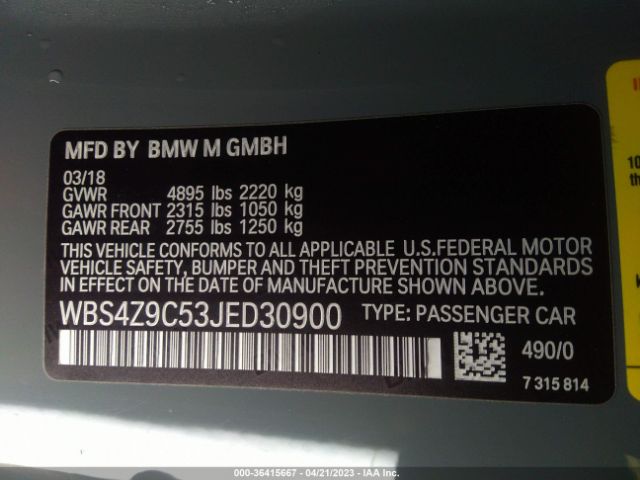 WBS4Z9C53JED30900 BMW M4