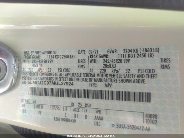 2021 Lincoln Corsair, VIN: 5LMCJ2C97MUL27924
