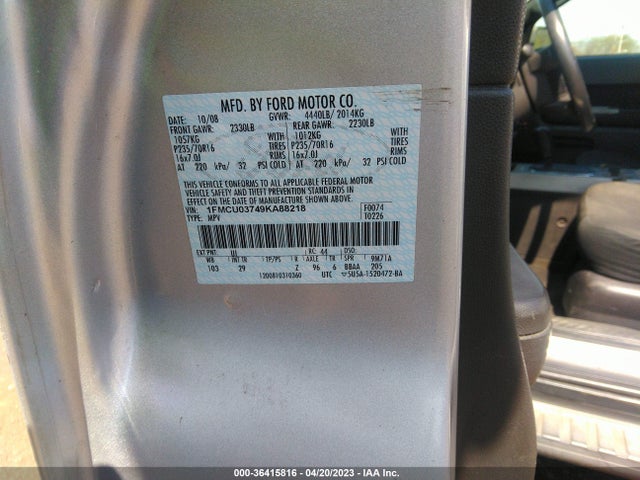2009 FORD ESCAPE XLT VIN: 1FMCU03749KA88218