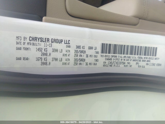 1C4RJFCTXEC337584 Jeep Grand Cherokee Overland