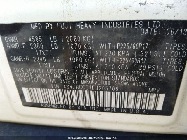 4S4BRCCC1E3205706 Subaru Outback 2.5i Premium