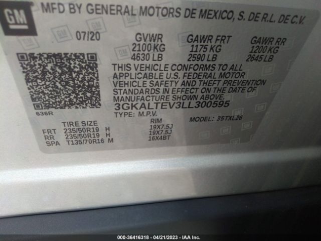 3GKALTEV3LL300595 GMC Terrain Sle