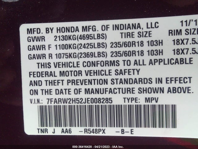 Honda CR-V EX 2018 7FARW2H52JE008285 Image 9