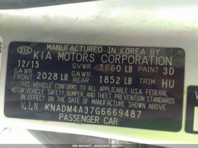 KNADM4A37G6669487 KIA RIO LX