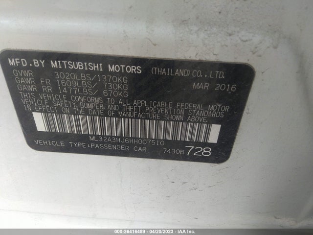 ML32A3HJ6HH007510 Mitsubishi MIRAGE ES
