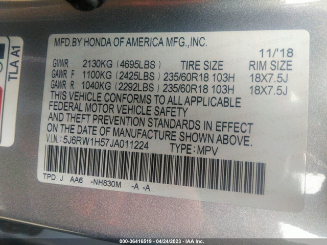 Honda CR-V EX 2018 5J6RW1H57JA011224 Image 11